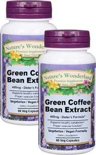 Green Coffee Bean Extract - 400 mg, 60 Veg capsules each (Nature' Wonderland)