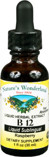 Vitamin B-12 Liquid Raspberry, 1 fl oz / 30ml (Nature's Wonderland)
