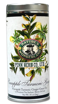Pineapple Tumeric Ginger Green Tea, 12 premium tea sachets (Nature's Wonderland)