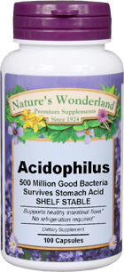 Acidophilus - 500 Million, 100 Capsules (Nature's Wonderland)