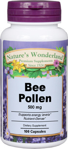 Bee Pollen - 500 mg, 100 capsules (Nature's Wonderland)