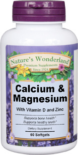 Calcium &amp; Magnesium - 60 softgels (Nature's Wonderland)