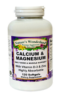 Calcium &amp; Magnesium W/D3 &amp; Zinc, 120 softgels (Nature's Wonderland)
