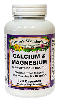 Calcium &amp; Magnesium W/D3 &amp; K2, 120 capsules (Nature's Wonderland)