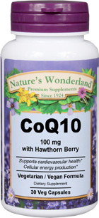 CoQ10 with Hawthorn Berry - 100 mg, 30 Veg Caps (Nature's Wonderland)