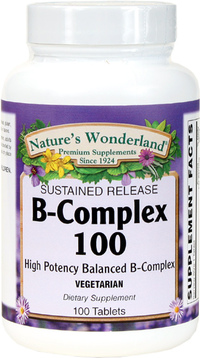 B-100 B Complex, Sustained Release, 100 Vegetarian Tablets (Nature's Wonderland)