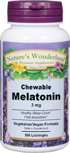 Melatonin - 3 mg, 100 lozenges (Nature's Wonderland)
