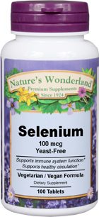 Selenium - 100 mcg, 100 tablets (Nature's Wonderland)