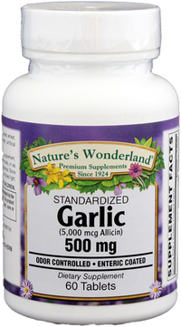 Garlic Standardized - 500 mg, 60 tablets (Nature's Wonderland)