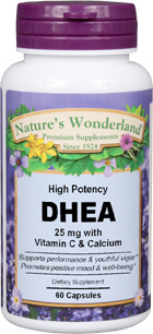 DHEA - 25 mg, 60 capsules (Nature's Wonderland)