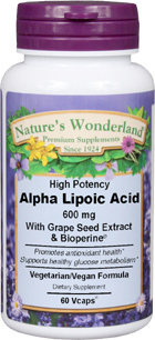 Alpha Lipoic Acid - 600 mg, 60 Vcaps&#153; (Nature's Wonderland)