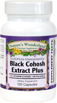 Black Cohosh Plus Standardized Extract - 40 mg, 120 Capsules (Nature's Wonderland)