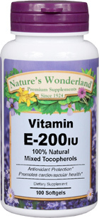 Vitamin E / Mixed Tocopherols - 200 IU, 100 softgels (Nature's Wonderland)