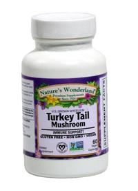 Turkey Tail Mushroom - 500 mg, 60 vegan capsules (Nature's Wonderland)