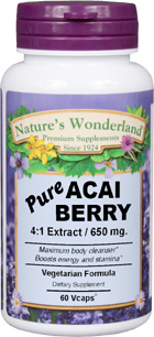 Acai Berry Extract - 650 mg, 60 Veg Caps (Nature's Wonderland)