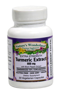 Turmeric Standardized Extract - 800 mg, 30 vegetarian capsules (Nature's Wonderland)