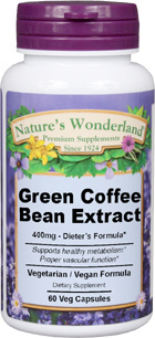 Green Coffee Bean Extract - 400 mg, 60 Veg capsules (Nature' Wonderland)